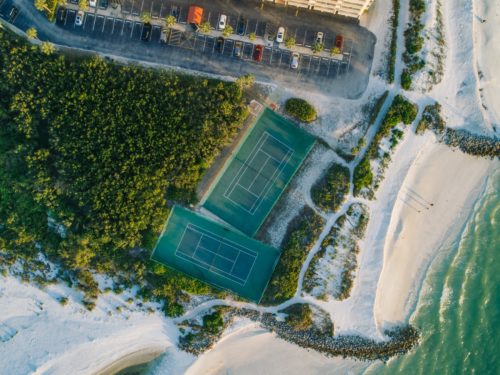 aerial photo of tennis courts